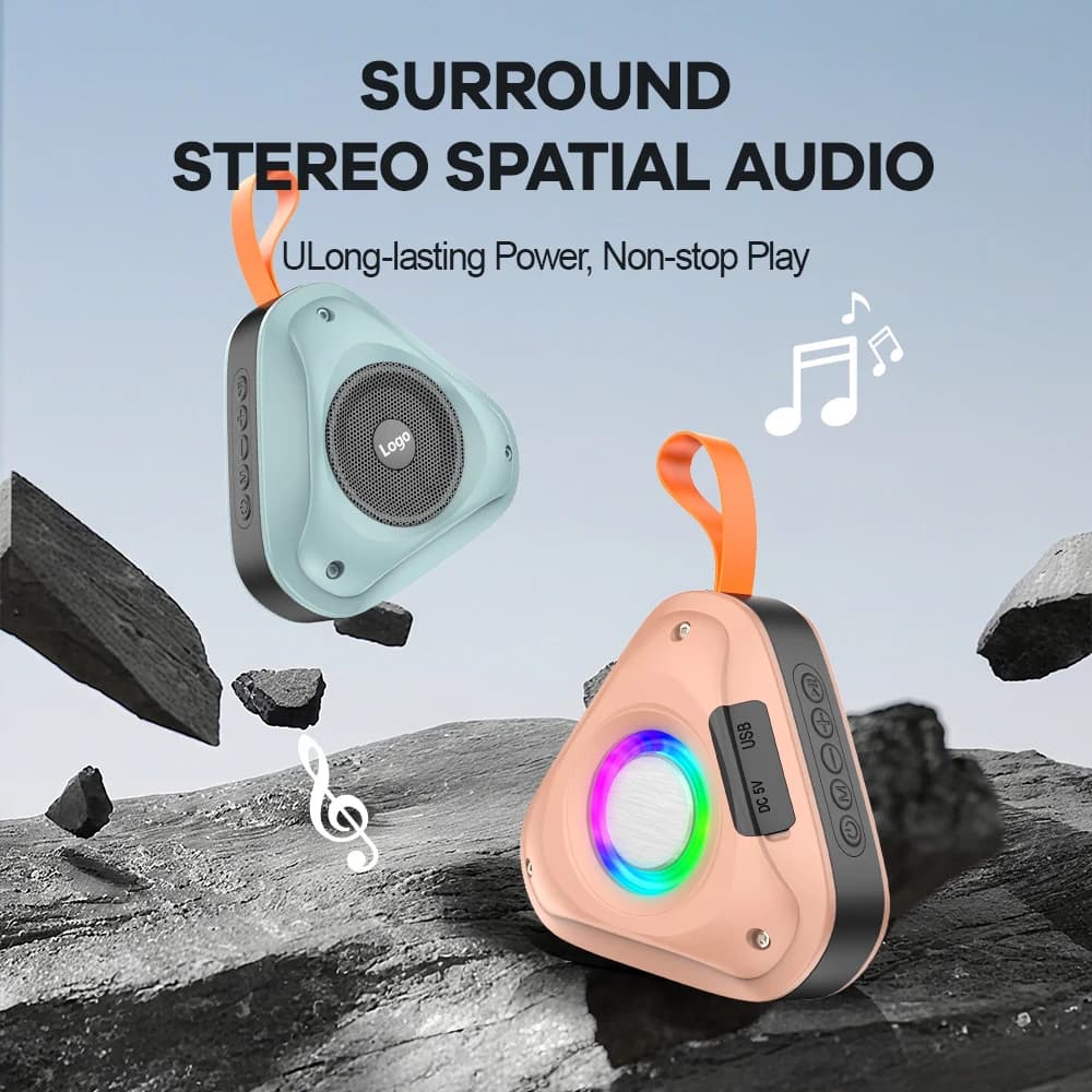 Portable Small Plastic for Speaker with RGB LED Home Theater System Mini Speakers for Indoor Outdoor Party Use