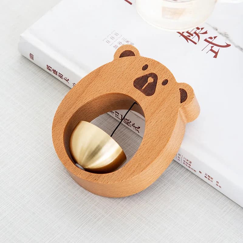 Custom Handcrafted Tiger Shape Walnut Wooden Bell Dopamine Wind Chime Child-Safe Decor Piece for Bedroom Bookshelf Table