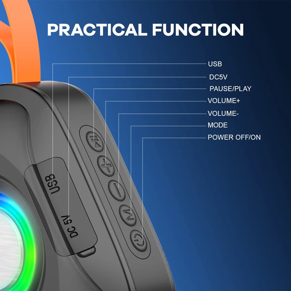 Portable Small Plastic for Speaker with RGB LED Home Theater System Mini Speakers for Indoor Outdoor Party Use