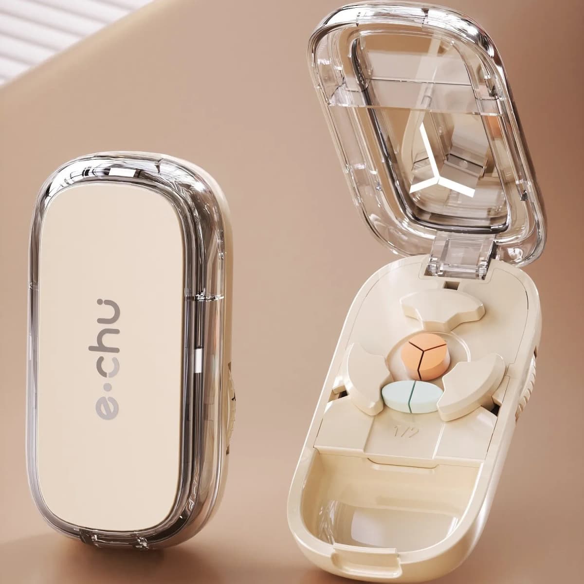 1/2 1/4 Eco-Friendly Plastic Medicine Pill Cutter Box Portable Drug Boxes Portable Pill Holder Tablet Cutters