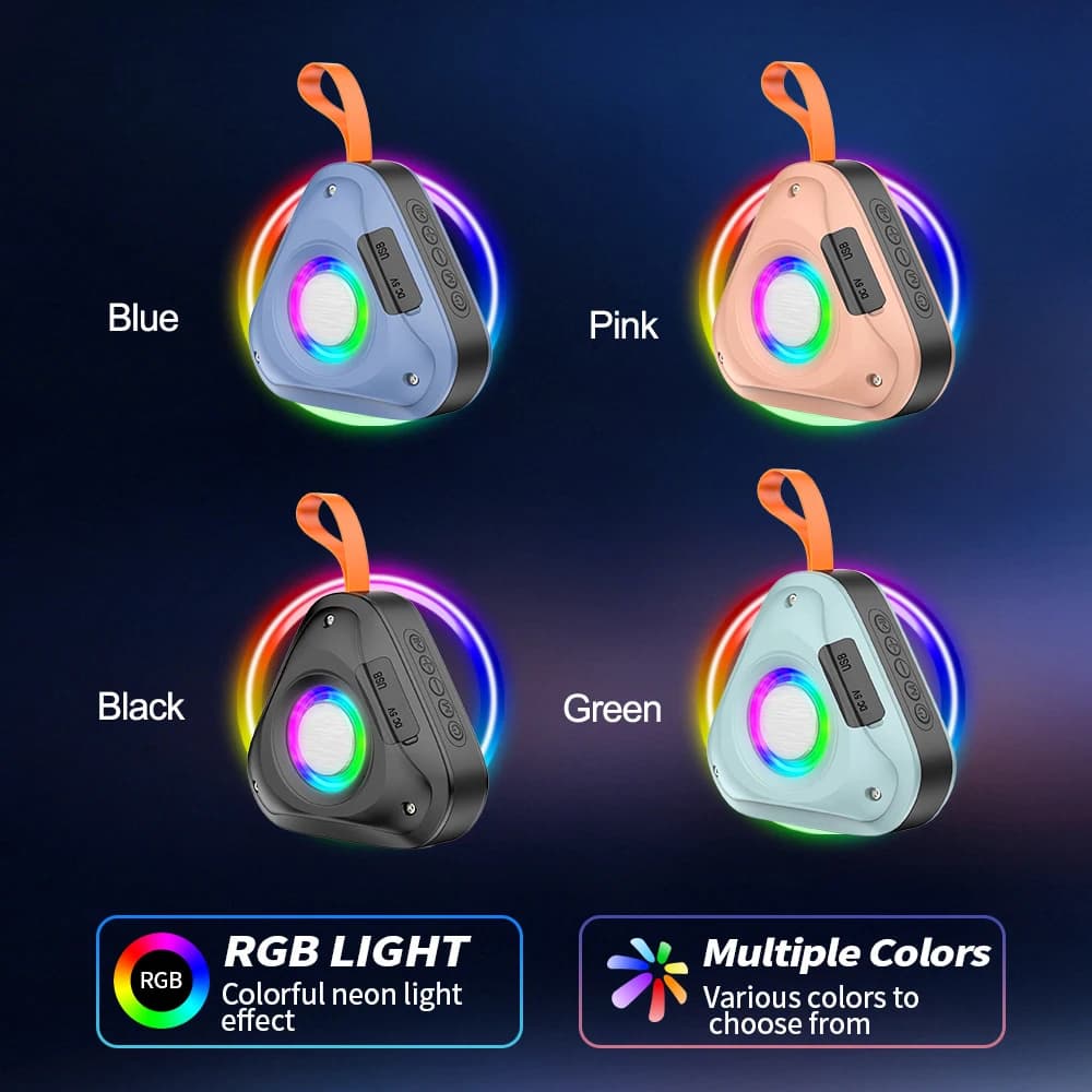Portable Small Plastic for Speaker with RGB LED Home Theater System Mini Speakers for Indoor Outdoor Party Use