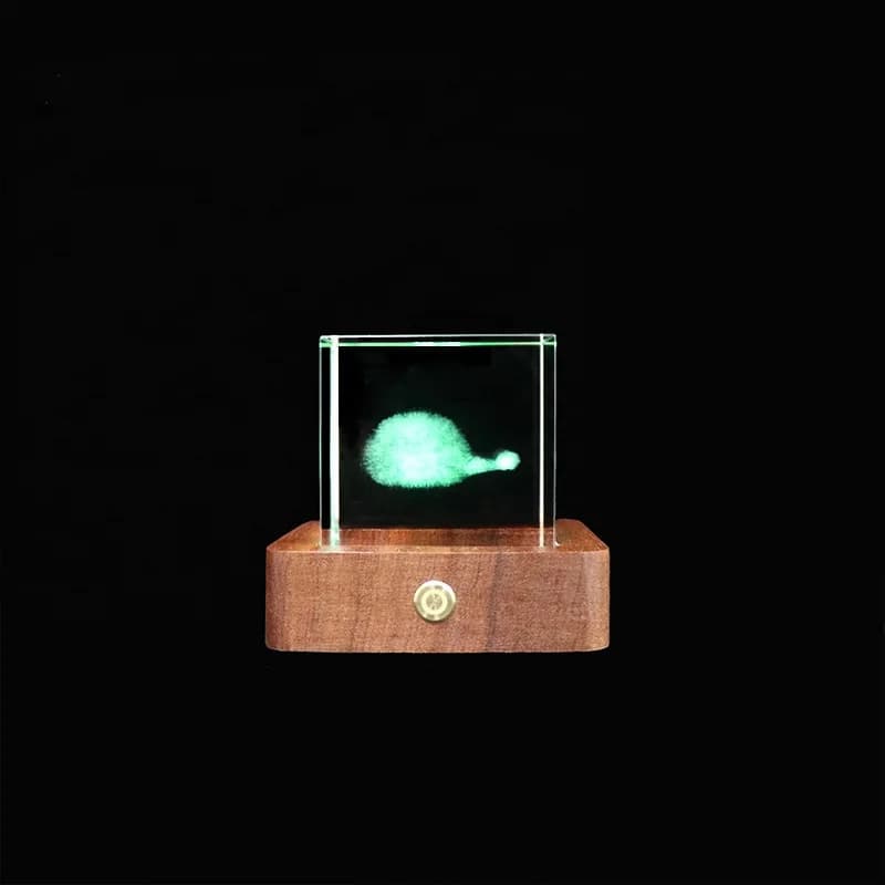 5V USB Charge RGB Wooden Lamp Battery Power LED 3D Crystal Night Light Wonderful Gift for Family
