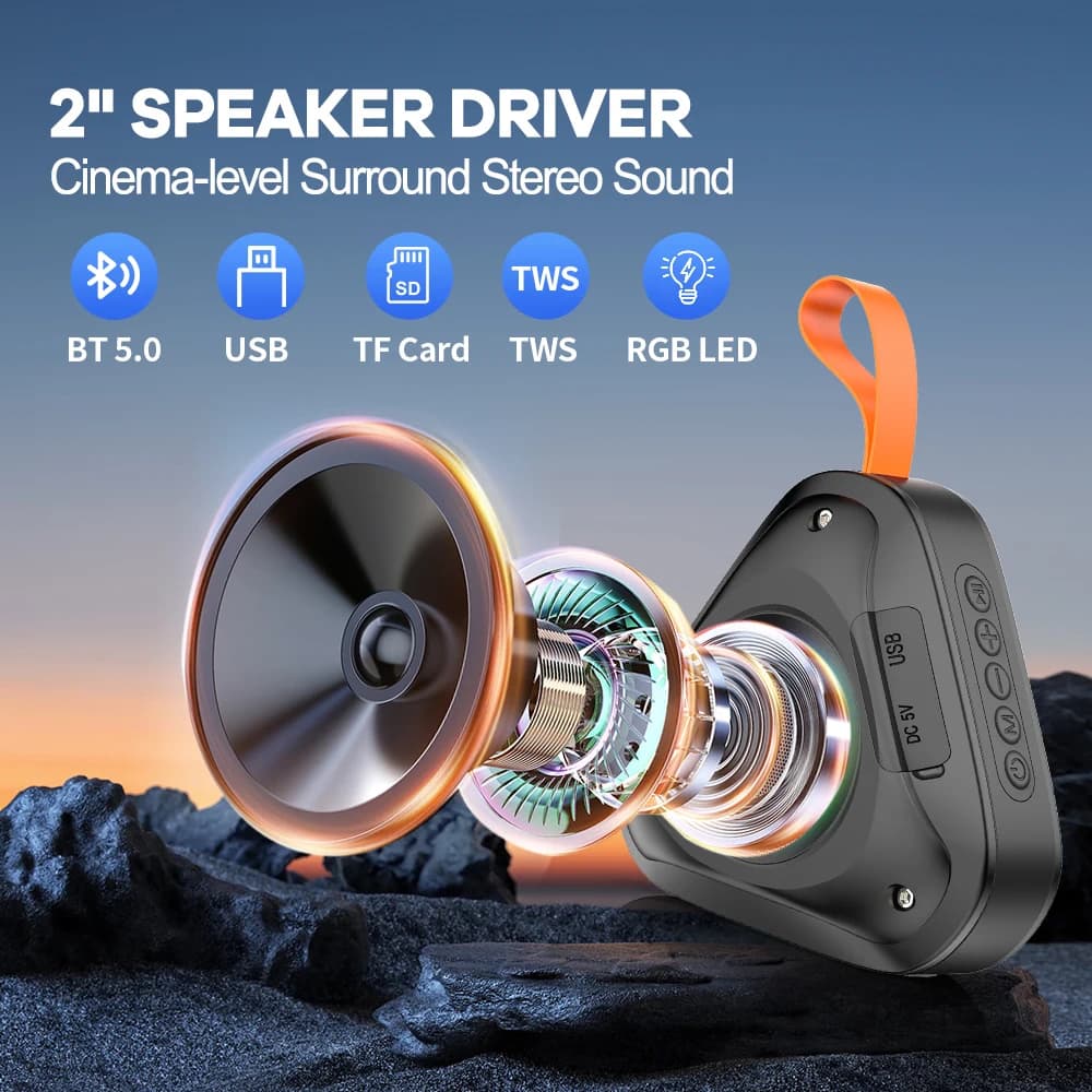 Portable Small Plastic for Speaker with RGB LED Home Theater System Mini Speakers for Indoor Outdoor Party Use