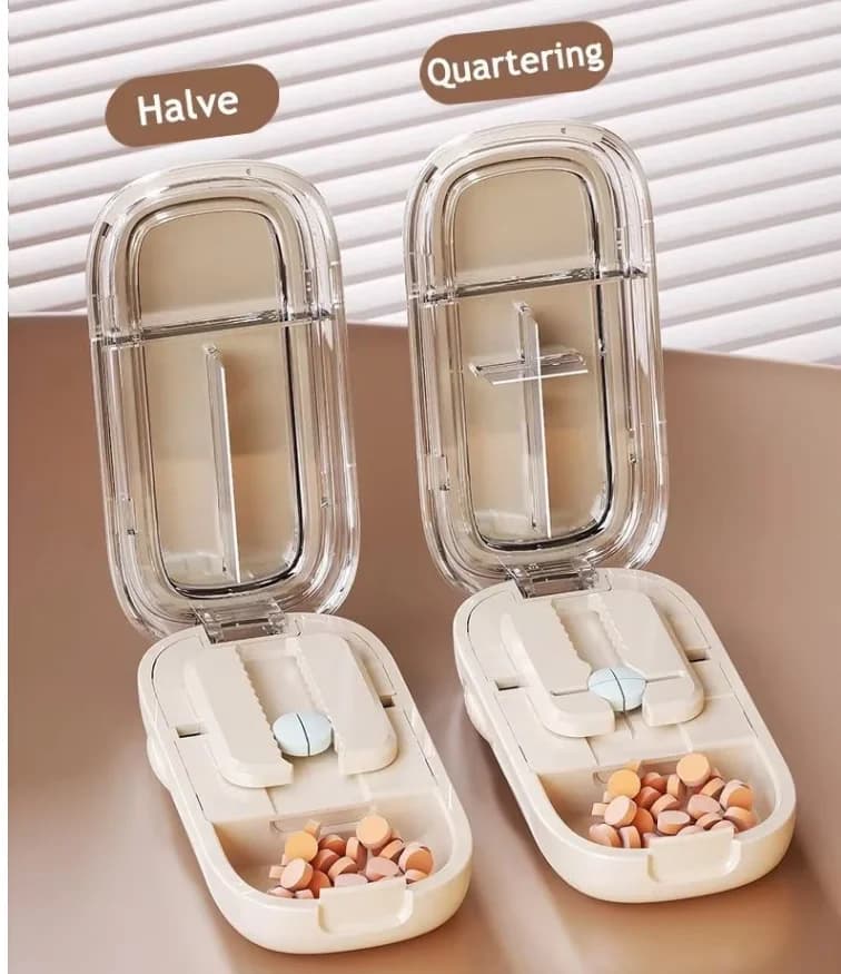 1/2 1/4 Eco-Friendly Plastic Medicine Pill Cutter Box Portable Drug Boxes Portable Pill Holder Tablet Cutters