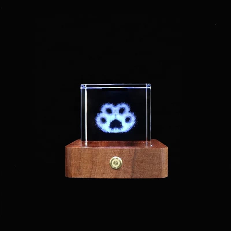 5V USB Charge RGB Wooden Lamp Battery Power LED 3D Crystal Night Light Wonderful Gift for Family