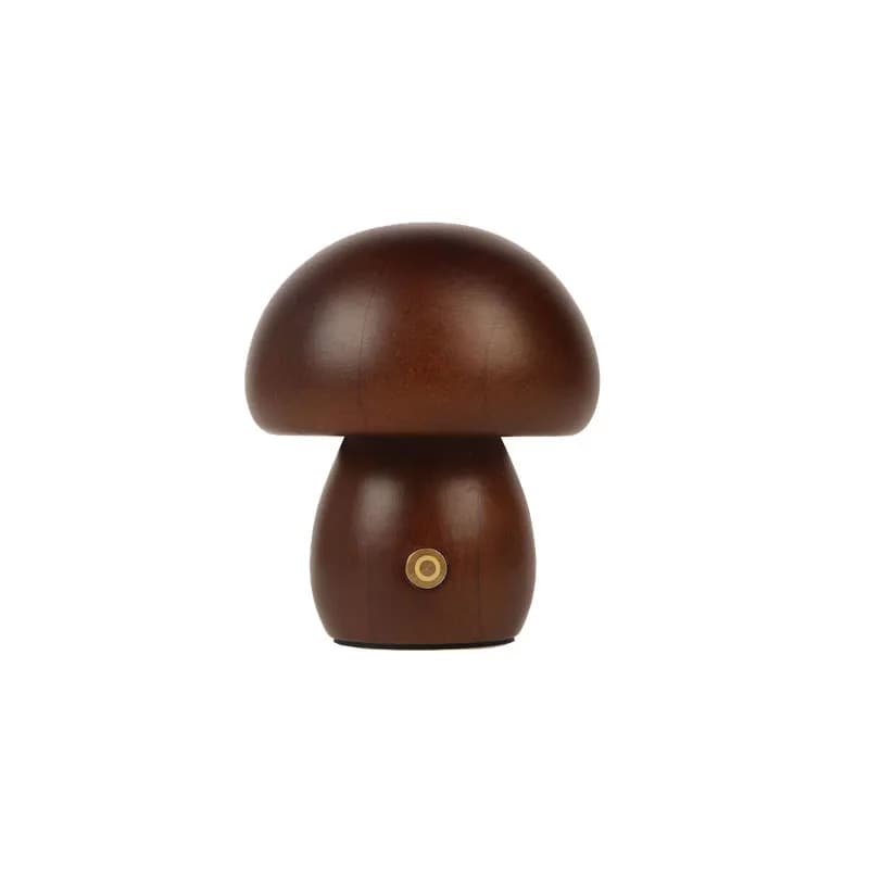 USB Rechargeable LED Desk Lamp Portable Mushroom Night Light Decoration with Touch Control Wooden Base for Living Room
