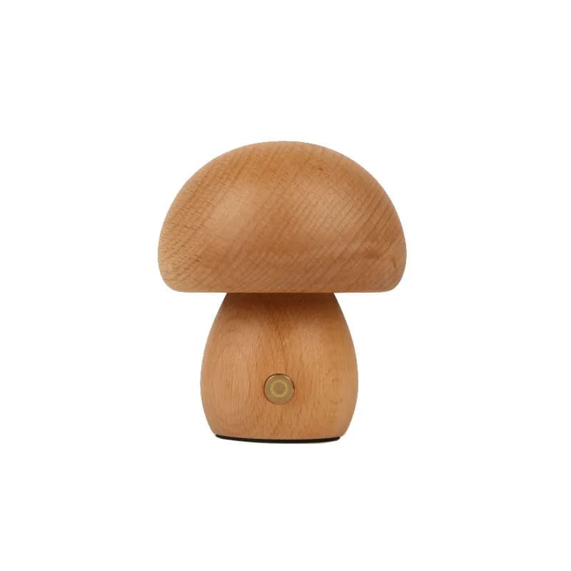 USB Rechargeable LED Desk Lamp Portable Mushroom Night Light Decoration with Touch Control Wooden Base for Living Room